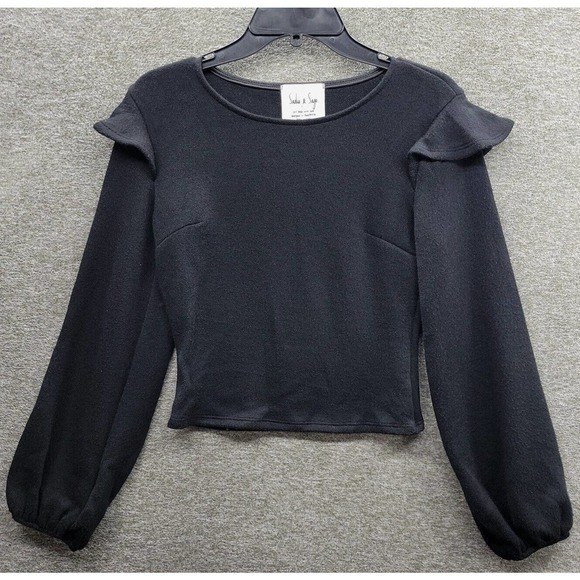 Sadie & Sage Black Cropped Sweater Women's Small (MSRP $50) - Picture 1 of 8